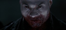 A picture of the bald vampire from 30 Days of Night and his face is covered in blood.